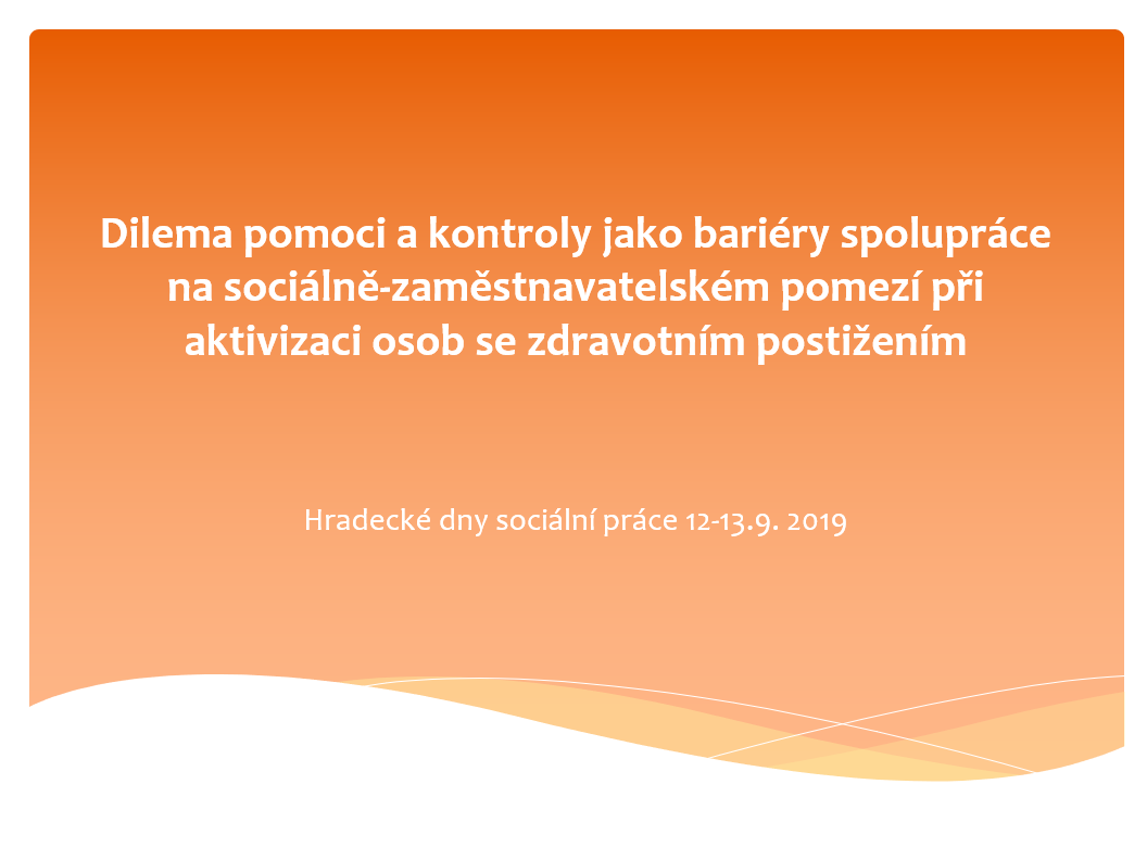 Hradecké dny sociální práce - prezentace CPRHK